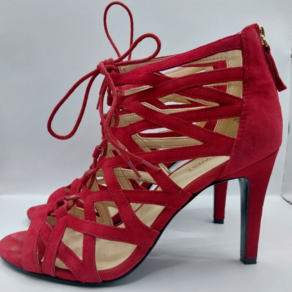 Nine West Red Suede authority Lace Pumps 8.5